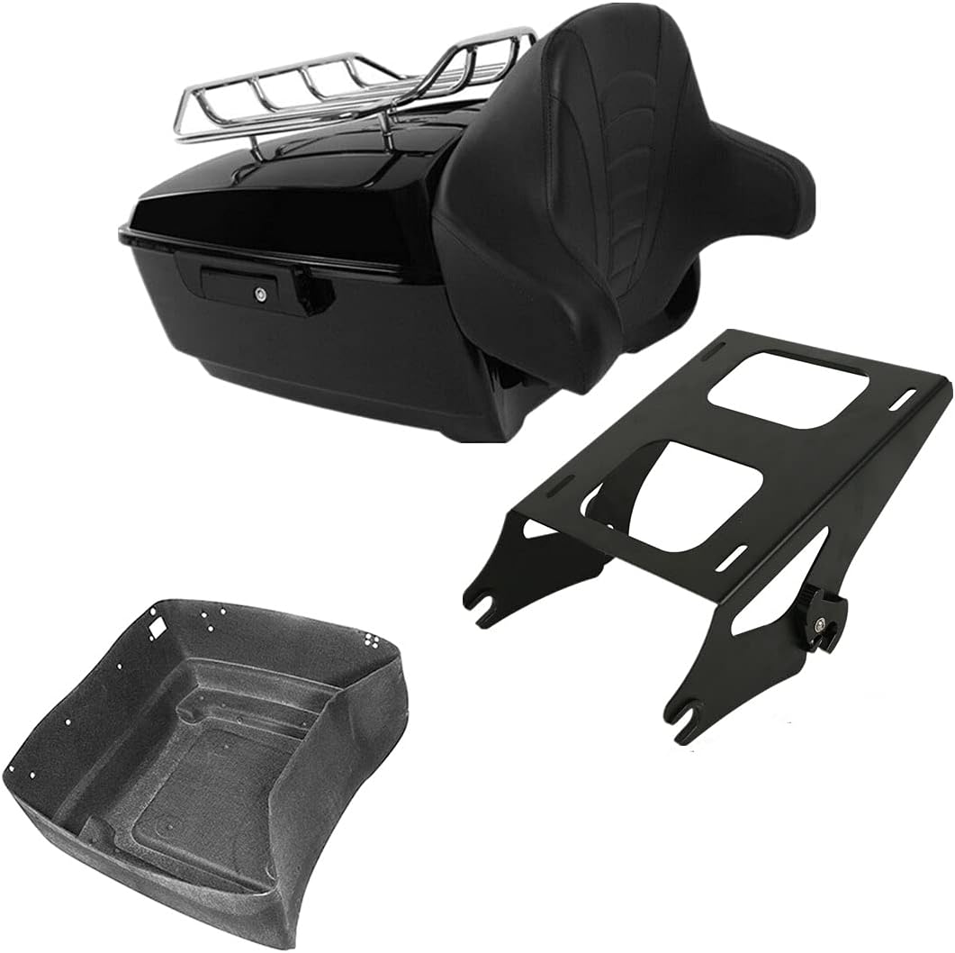 TCMT 13.7" King Motorcycle Trunk Backrest Pad Luggage Rack 2 Up Mounting Rack Fit For Harley 2014-2025 Touring CVO Road King Road Glide Street Glide Electra Glide Pack