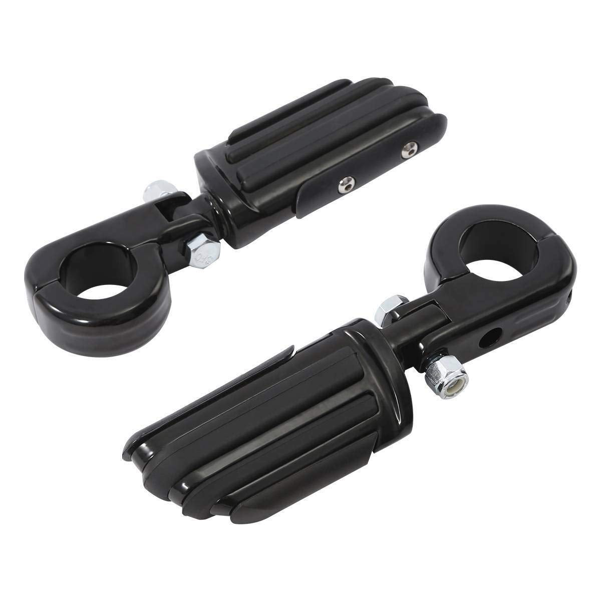 TCMT 1 1/4" Highway Engine Guard Streamliner Foot Pegs Clamp Fits For Harley Yamaha Kawasaki Suzuki Honda Black
