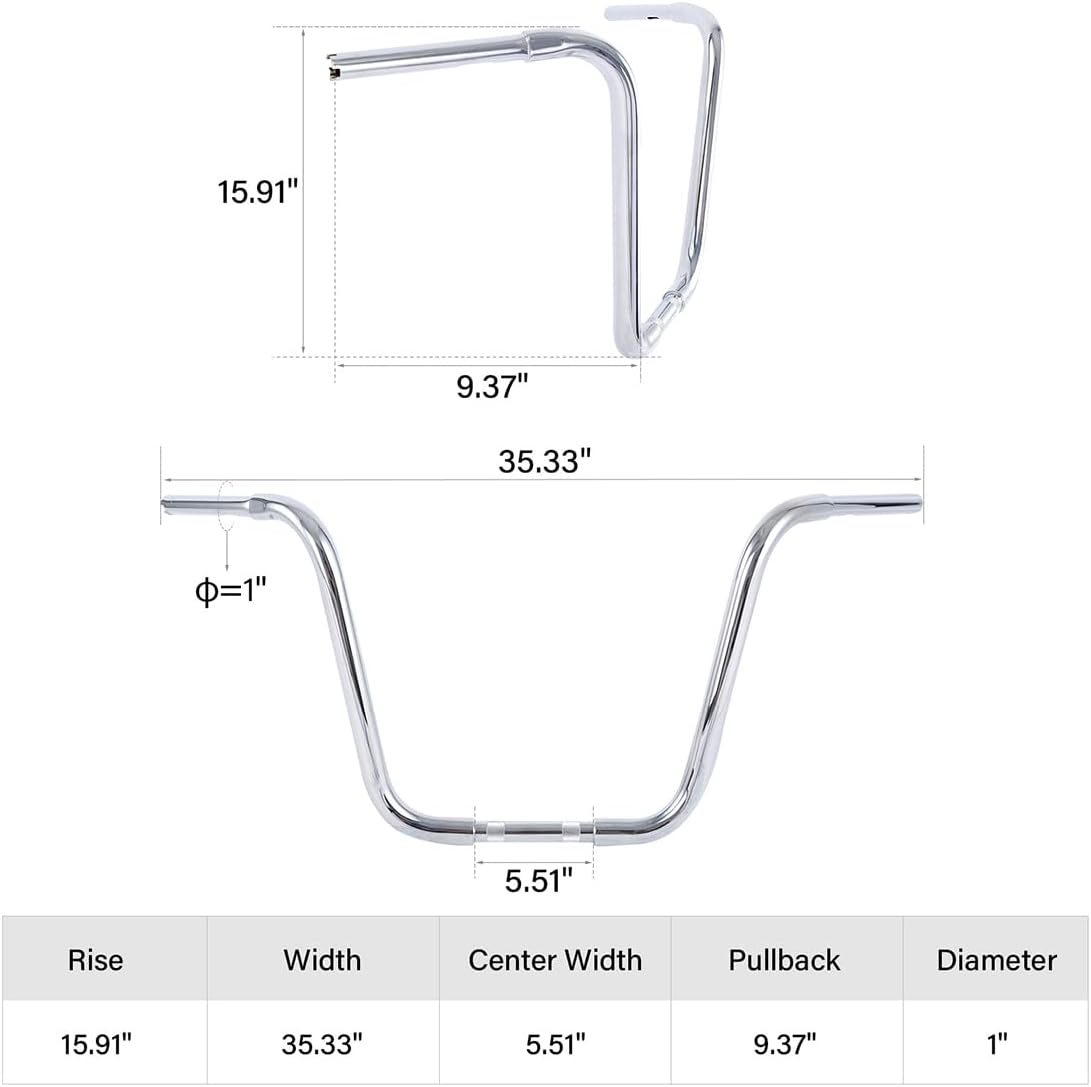 TCMT 16" Rise APE Hangers Bar 1-1/4" Fat Handlebars Fit For Harley Softail Slim Heritage Fat Boy Deluxe Deuce Sportster XL 883 1200 Dyna Super Glide Wide Glide Low Rider Fat Bob Custom Application