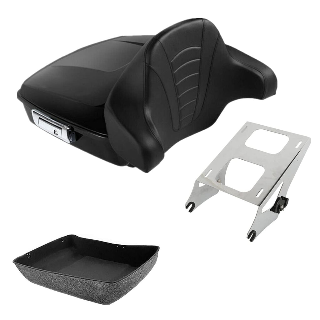 TCMT 10.7" Chopped Motorcycle Trunk Box Backrest LED Tail Light Fit For Harley Touring 2014-2025 Electra Glide Road Glide Road King FLHT FLTRX FLHR Chrome Latch Pack