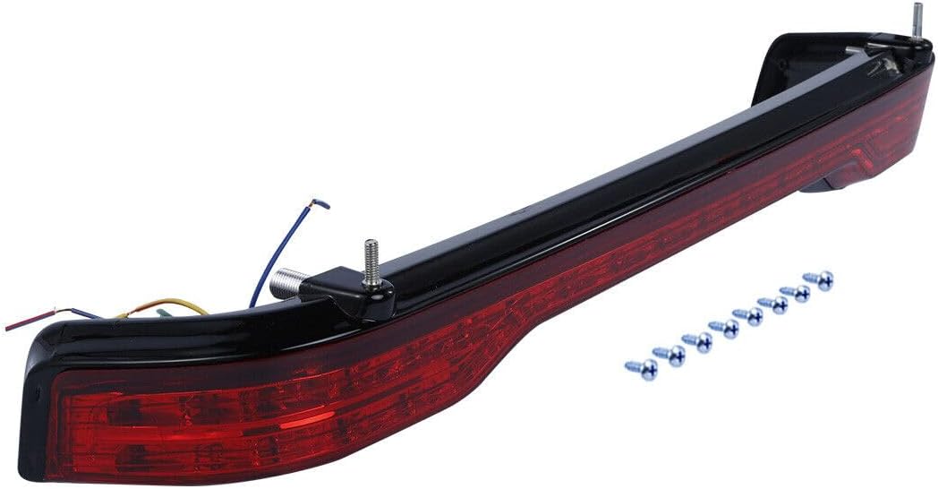 TCMT 10.7" Vivid Black Chopped Motorcycle Trunk Backrest Pad Tail Light with Brake Turn Signal Fit For Harley Touring 2014-2025 Electra Glide Road Glide Road King FLHT FLTRX FLHR Pack