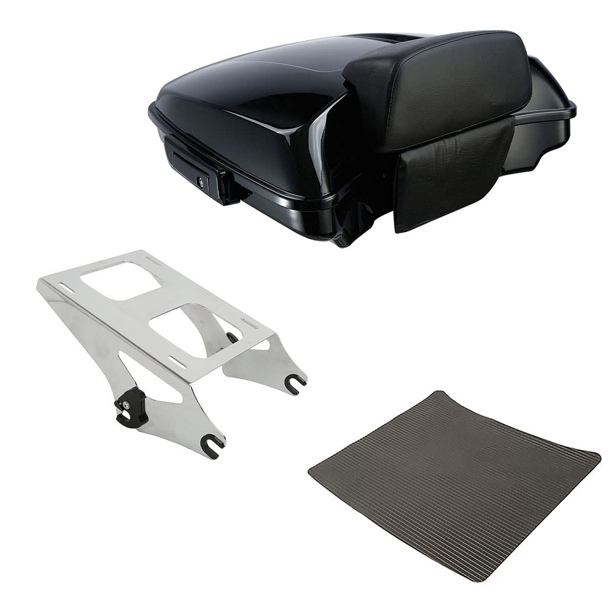 TCMT 5.5" Razor Motorcycle Trunk Box Backrest Two Up Mount Rack Base Plate Fit For Harley Touring 2014-2025 CVO Road King Road Glide Street Glide Electra Glide Pack