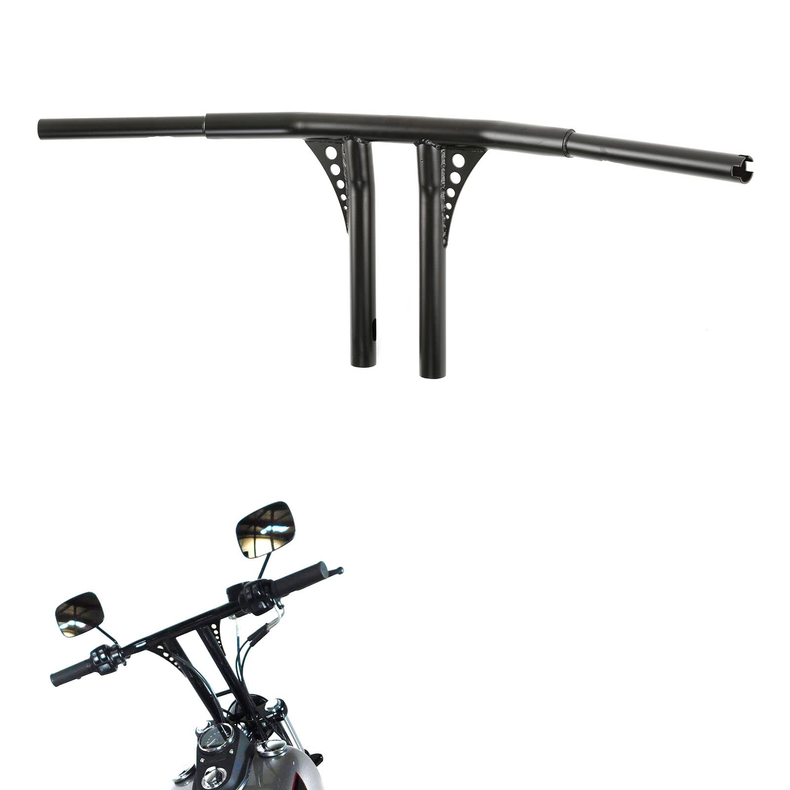 TCMT 1.25" T-Bar Handlebar 14" Rise Ape Hanger Handlebar Fit For Harley Dyna Switchback Wide Glide Street Bob Heritage Softail Deuce Slim Night Train Road King FLHR FLST FXDB