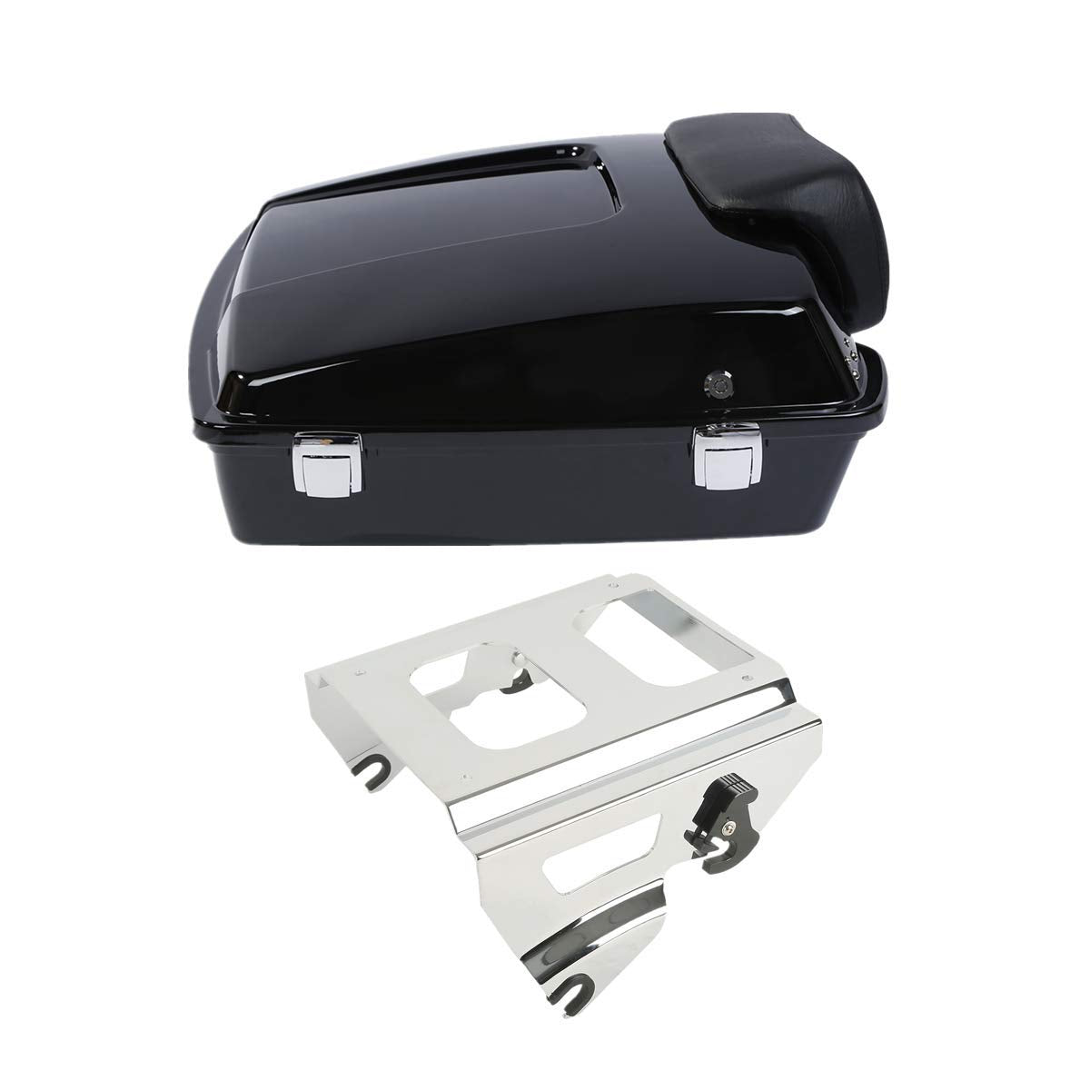 TCMT 5.5" Razor Motorcycle Trunk Box Backrest Pad Two Up Mounting Rack Fit For Harley 2009-2013 Touring Road Glide Street Glide Electra Glide Road King Pack