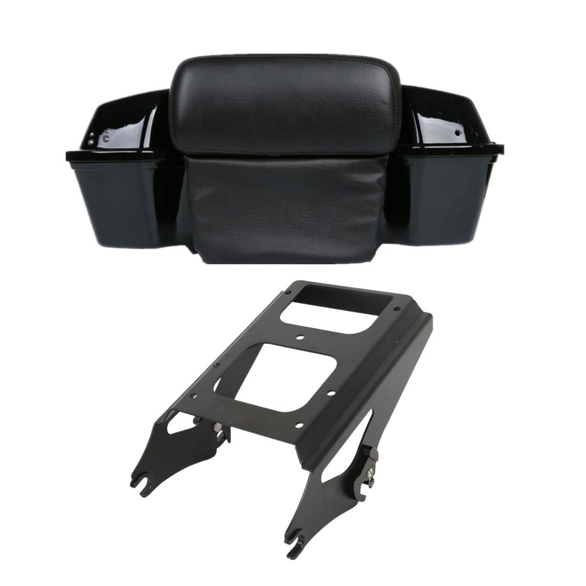 TCMT 5.5" Razor Motorcycle Trunk Box Backrest Pad Two Up Mounting Rack Fit For Harley 2009-2013 Touring Road Glide Street Glide Electra Glide Road King Pack