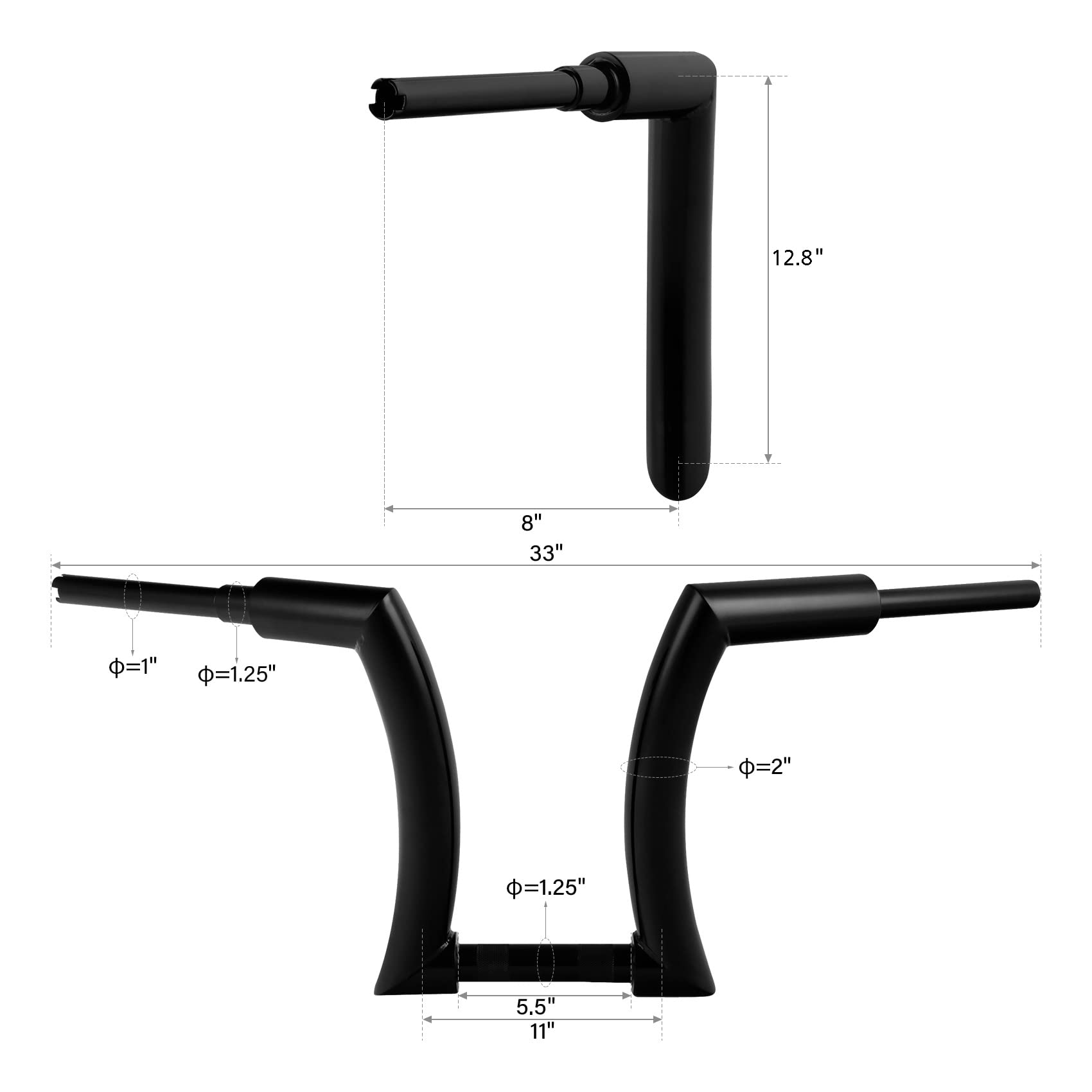 TCMT 16" Rise 2" Ape Hanger Handlebar Fit For Harley Road King Electra Road Glide Sportster XL 883 1200 Softail Slim Heritage Fat Boy Deluxe Deuce Dyna Super Wide Glide Low Rider Fat Bob