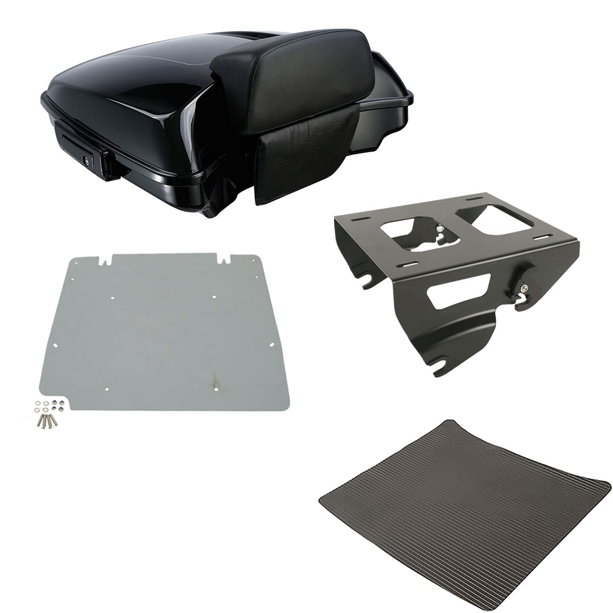 TCMT 5.5" Razor Motorcycle Trunk Box Backrest Two Up Mount Rack Base Plate Fit For Harley Touring 2014-2025 CVO Road King Road Glide Street Glide Electra Glide Pack
