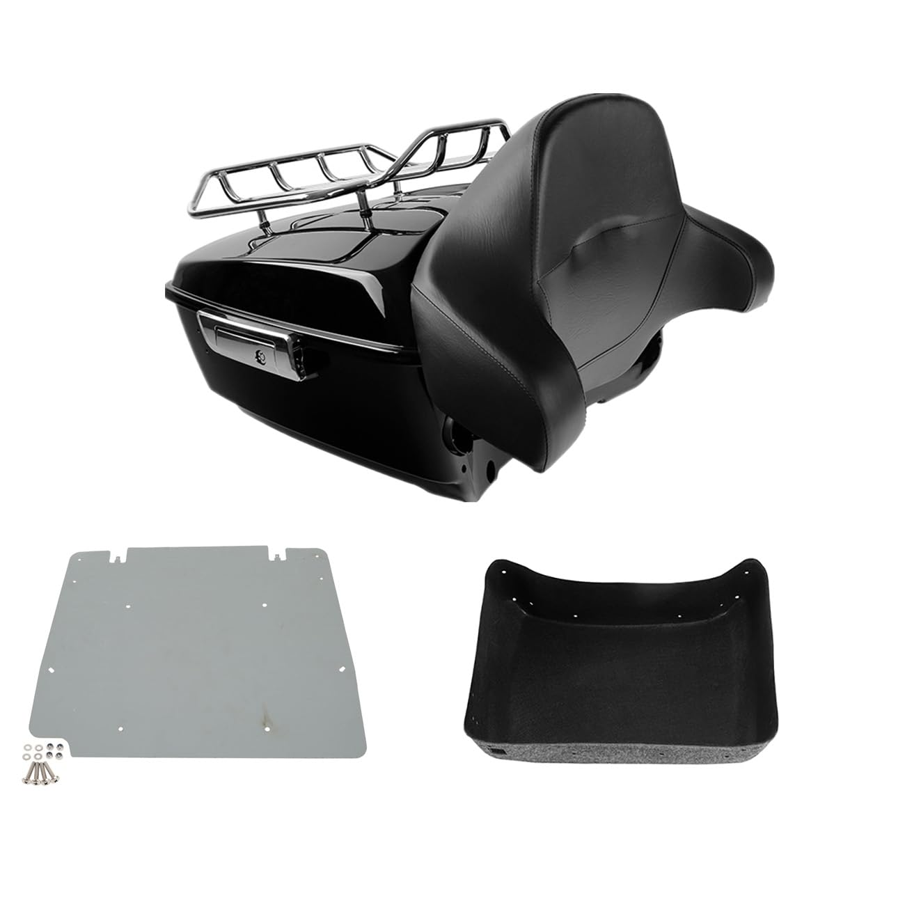 TCMT 13.7" King 2014-2025 Motorcycle Trunk Backrest Pad Luggage Rack Speakers Taillight Fit For Harley Trunk Touring CVO Road King Road Glide Street Glide Electra Glide Pack