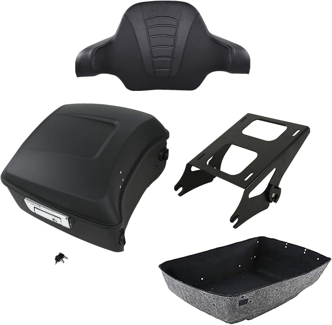 TCMT 13.7" King TourMotorcycle Pack Trunk Wrap Around Backrest Pad Two Up Mounting Rack Fit For Harley 2014-2025 Touring CVO Road King Road Glide Street Glide Electra Glide Ultra Limited Pack Trunk