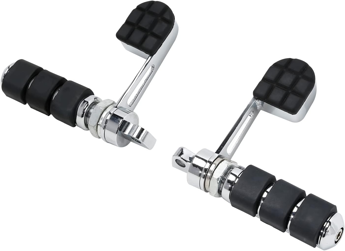TCMT Anti Vibration Stirrup Heel Support Footpegs Fits For Harley Dyna Super Glide Wide Glide Street Bob Fat Bob Low Rider Heritage Softail Night Train Deluxe Sportster XL1200 XL883 (Chrome)