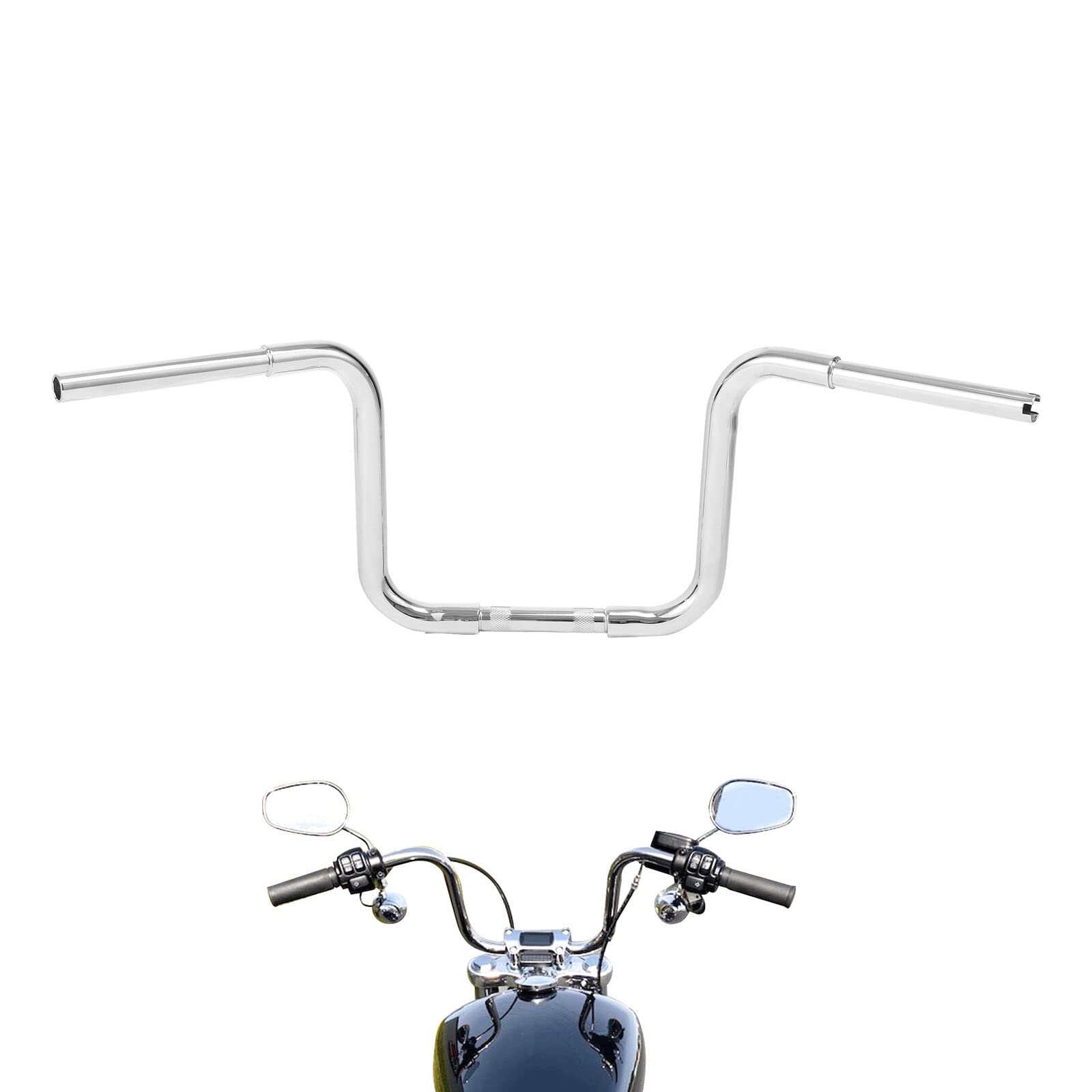 TCMT 18" Rise 1-1/4" Ape HangerBar Handlebar Fits For Harley Sportster XL 883 1200 Softail Slim Heritage Fat Boy Deluxe Deuce Dyna Super Glide Wide Glide Low Rider Fat Bob Custom Application