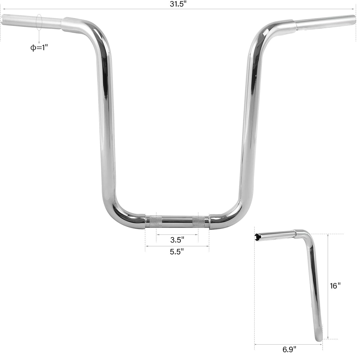 TCMT 16" Rise 1 1/4" Ape Hanger Handlebar Fit For Harley FLST FXST Sportster XL 883 1200 Softail Slim Heritage Fat Boy Deluxe Deuce Dyna Super Glide Wide Glide Low Rider Fat Bob Custom Application