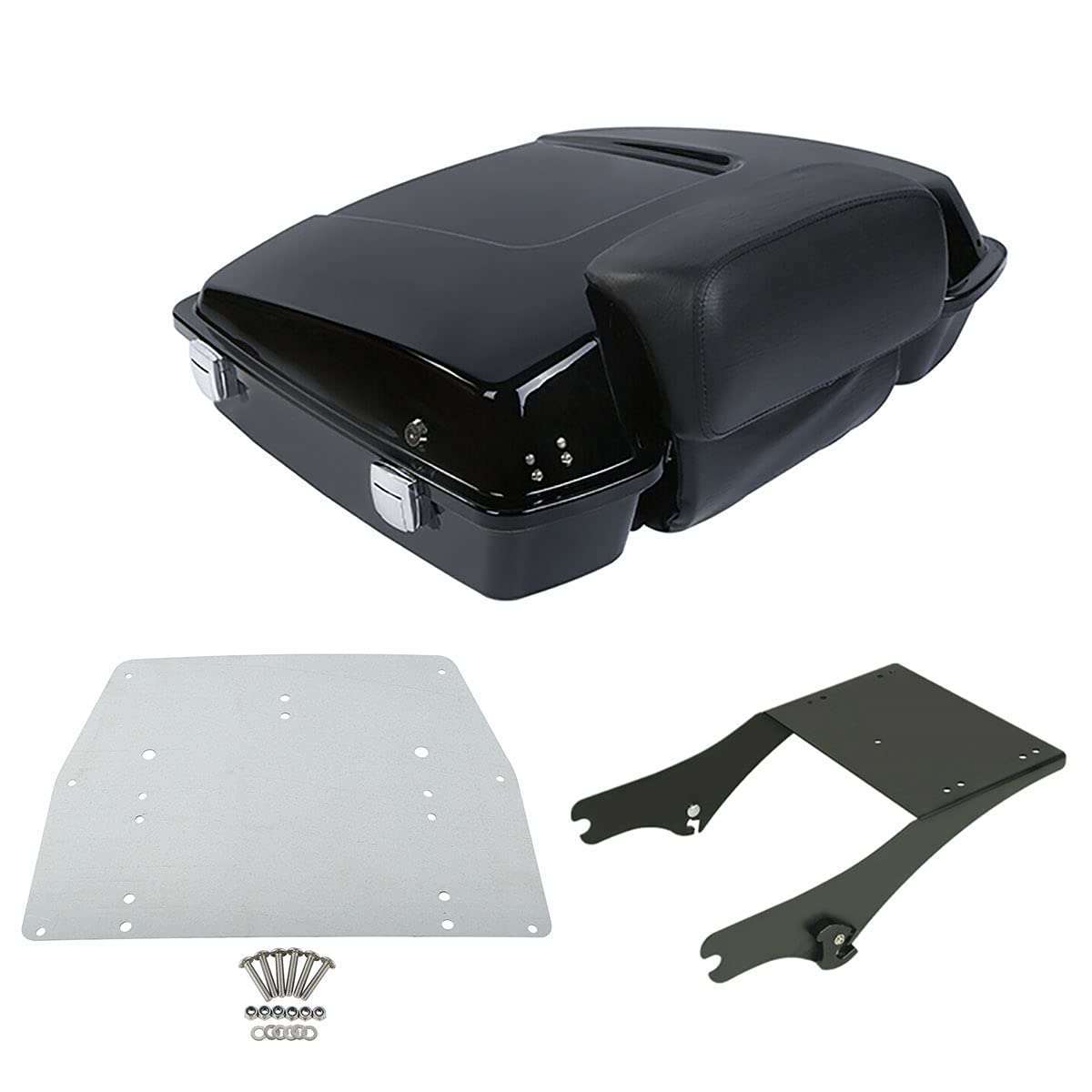 TCMT 5.5" Razor Motorcycle Trunk Backrest Pad Mount Rack Metal Base Plate Fit For Harley Touring 1997-2008 Touring Road King Electra Glide Road Glide Pack