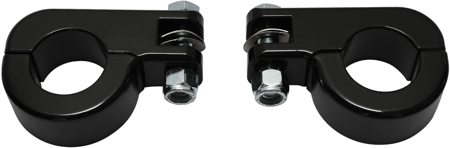 TCMT 32mm 1 1/4" Highway Engine Guard Bar Highway Footpegs Mount Kit - Aluminum - Black - Universal Fit - Front - Fits Harley Touring, Road King, Street Glide, Electra Glide & More