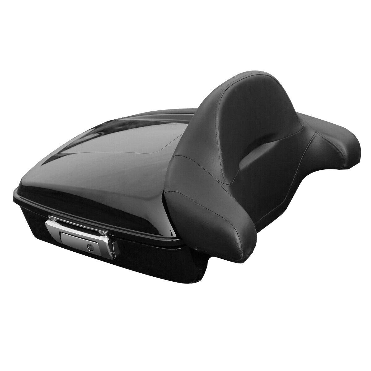 TCMT 10.7" Chopped Motorcycle Trunk Box Backrest LED Tail Light Fit For Harley Touring 2014-2025 Electra Glide Road Glide Road King FLHT FLTRX FLHR Chrome Latch Pack