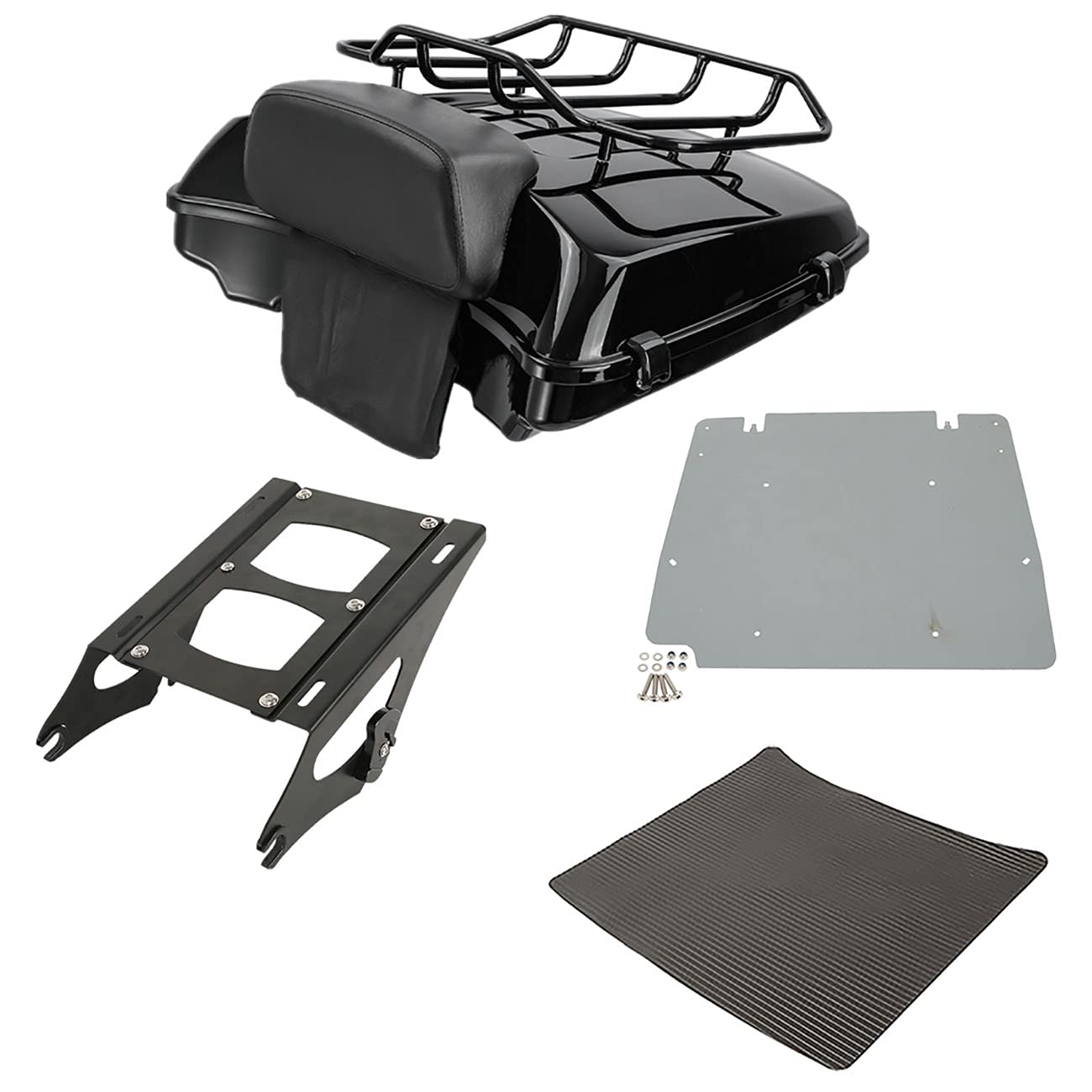TCMT 5.5" Razor Motorcycle Trunk Box Backrest Two Up Mount Rack Base Plate Fit For Harley Touring 2014-2025 CVO Road King Road Glide Street Glide Electra Glide Pack