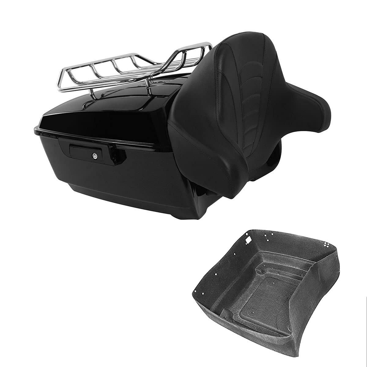 TCMT 13.7" King Motorcycle Trunk Backrest Pad Luggage Rack Two Up Mount Rack Base Plate Fit For Harley 2014-2025 Touring CVO Road King Road Glide Street Glide Electra Glide Pack