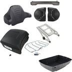 TCMT 13.7" King Motorcycle Trunk Box Backrest Pad Luggage Rack 2 Up Mount Rack Taillight Speakers Fit for Harley 2014-2025 Touring Road King Street Glide Electra Glide Ultra Limited Pack