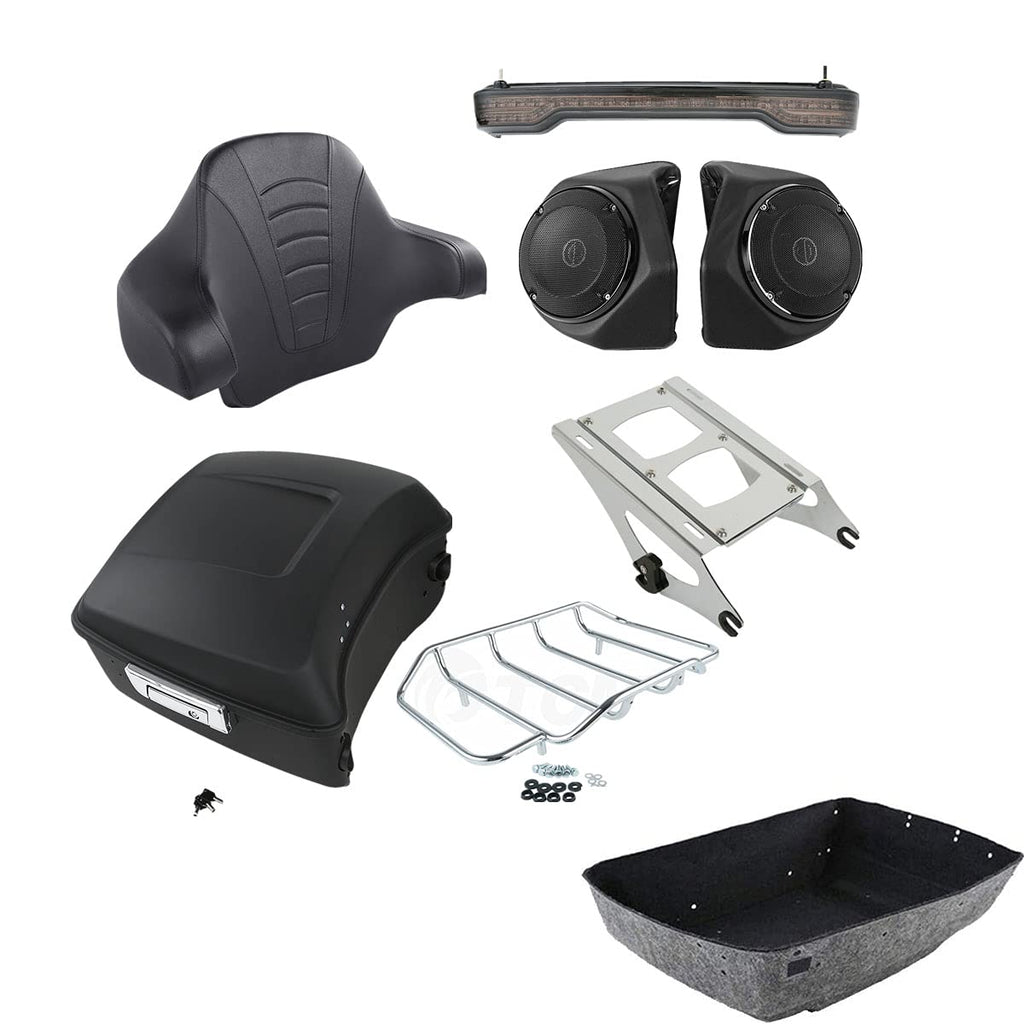 TCMT 13.7" King 2014-2025 Motorcycle Trunk Backrest Pad Top Luggage Rack Mount Rack Fit For Harley Trunk Touring CVO Road King Road Glide Street Glide Electra Glide Ultra Limited Pack