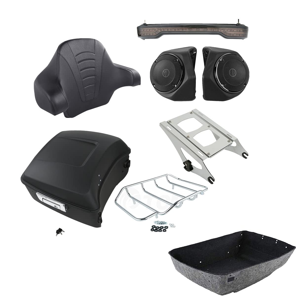 TCMT 13.7" King 2014-2025 Motorcycle Trunk Backrest Pad Top Luggage Rack Mount Rack Fit For Harley Trunk Touring CVO Road King Road Glide Street Glide Electra Glide Ultra Limited Pack