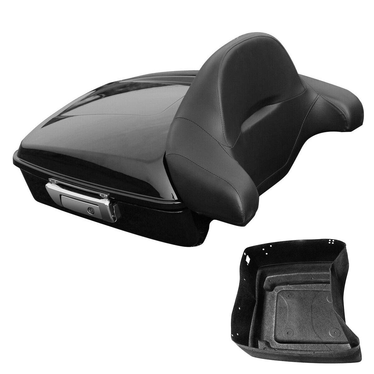 TCMT 10.7" Chopped Motorcycle Trunk Box Backrest LED Tail Light Fit For Harley Touring 2014-2025 Electra Glide Road Glide Road King FLHT FLTRX FLHR Chrome Latch Pack