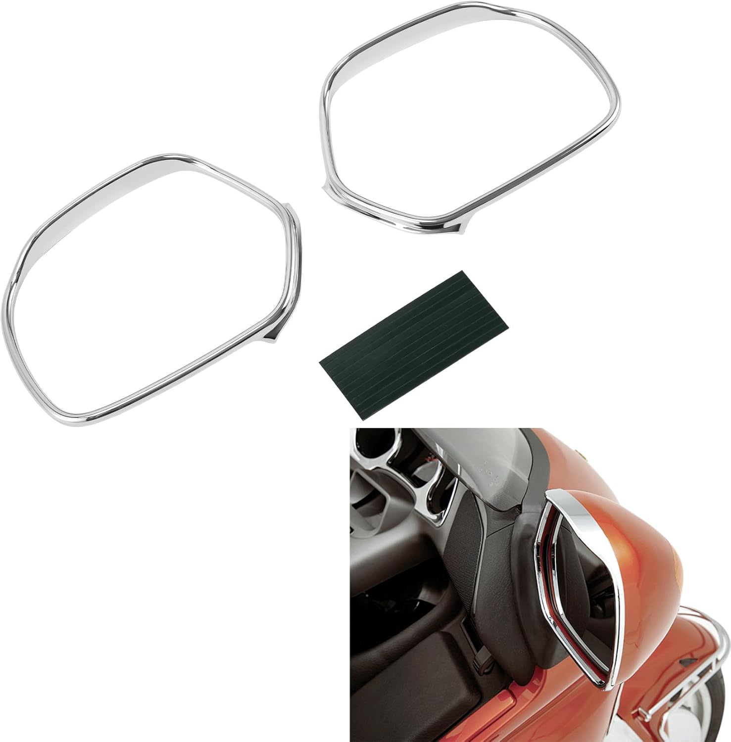 TCMT ABS Chrome Rear View Mirrors Trim Decoration Fit For Honda Goldwing GL1800 2001-2017
