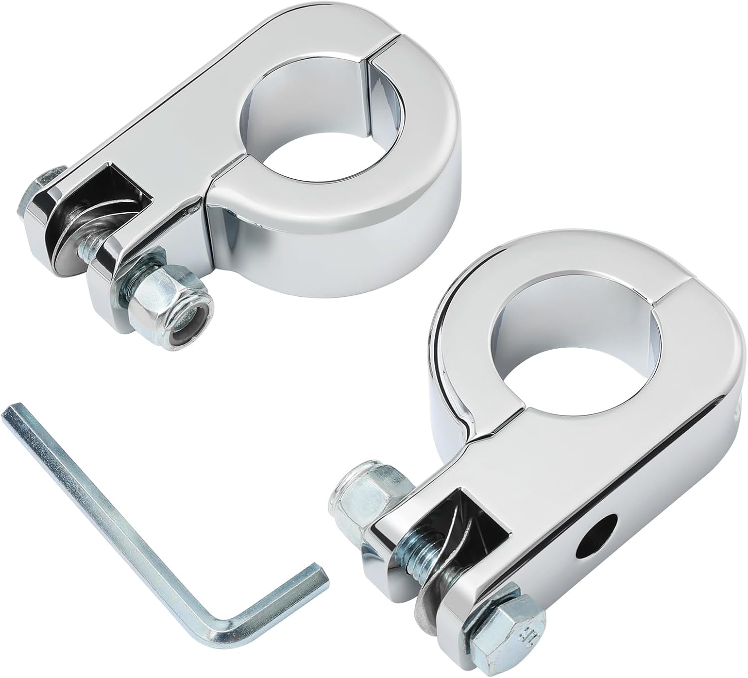 TCMT Chrome Foot Pegs Foot rest Mounting P-Clamp Footpeg Footrest Set Fits For Harley-Davidson 1 1/4"(32mm) highway bars