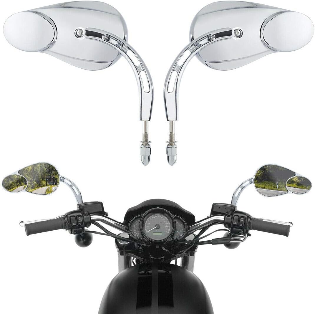 TCMT 8mm Double Rear View Side Mirrors Fits For Harley Road King CVO Road Street Tri Glide Sportster XL1200 XL883 XG500 XG750 Heritage Softail Dyna Low Rider Fat Boy