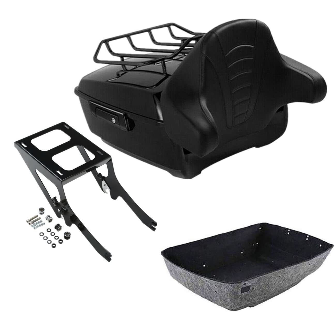 TCMT King Motorcycle Trunk Box Wrap-around Backrest Two-Up Mounting Rack Luggage Rack Base Plate Fit For Harley 2018-2025 Heritage Classic 2018-2020 Deluxe FLDE 2024 Hydra-Glide Revival FLI Pack
