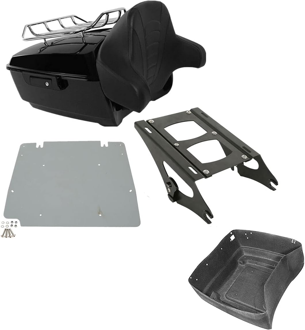 TCMT 13.7" King Motorcycle Trunk Backrest Pad Luggage Rack 2 Up Mounting Rack Base Plate Fit For Harley 2014-2025 Touring CVO Road King Road Glide Street Glide Electra Glide Pack
