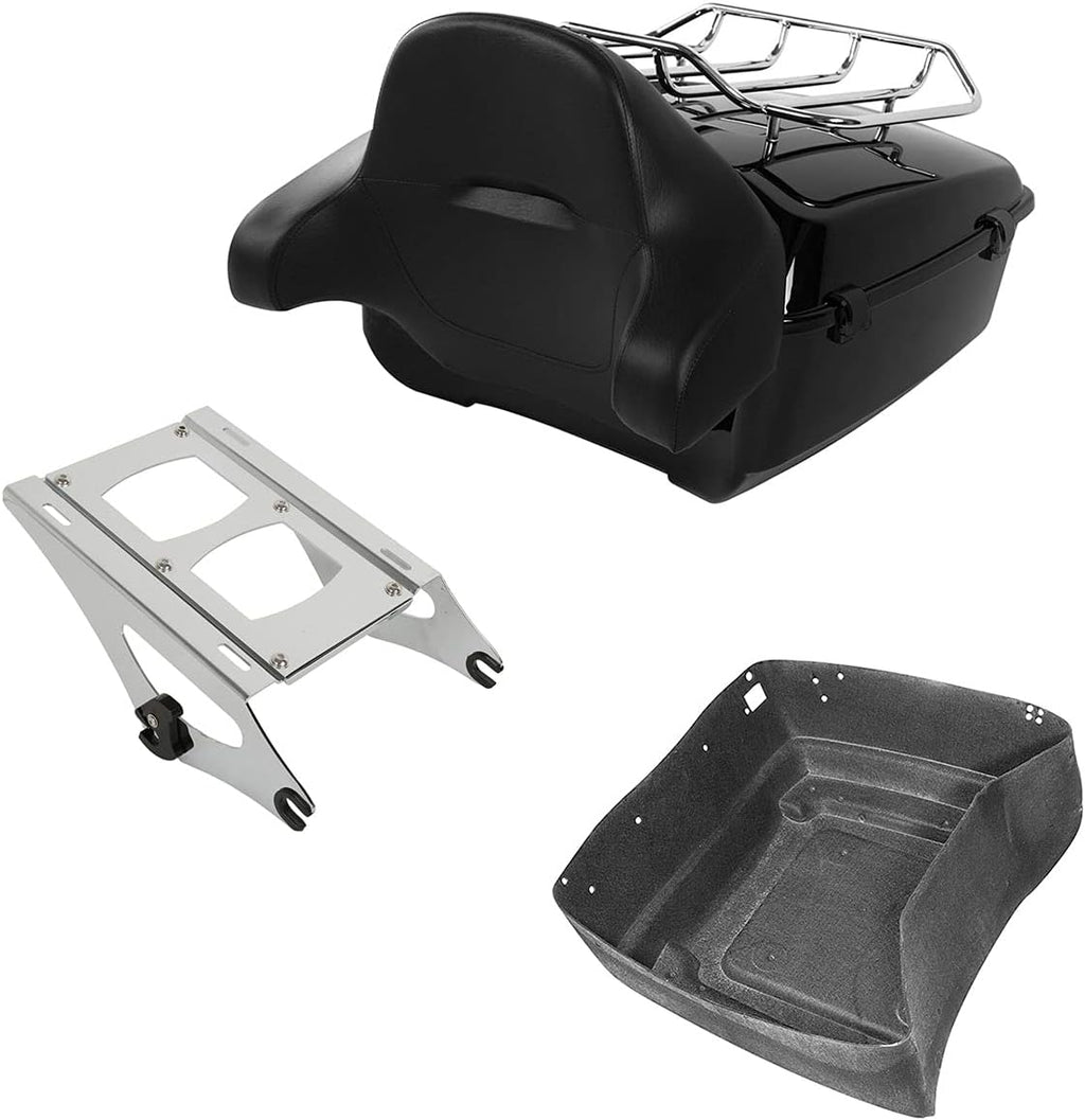 TCMT 13.7" King Motorcycle Trunk Backrest Pad Luggage Rack Two Up Mount Rack Fit For Harley 2014-2025 Touring CVO Road King Road Glide Street Glide Electra Glide Pack