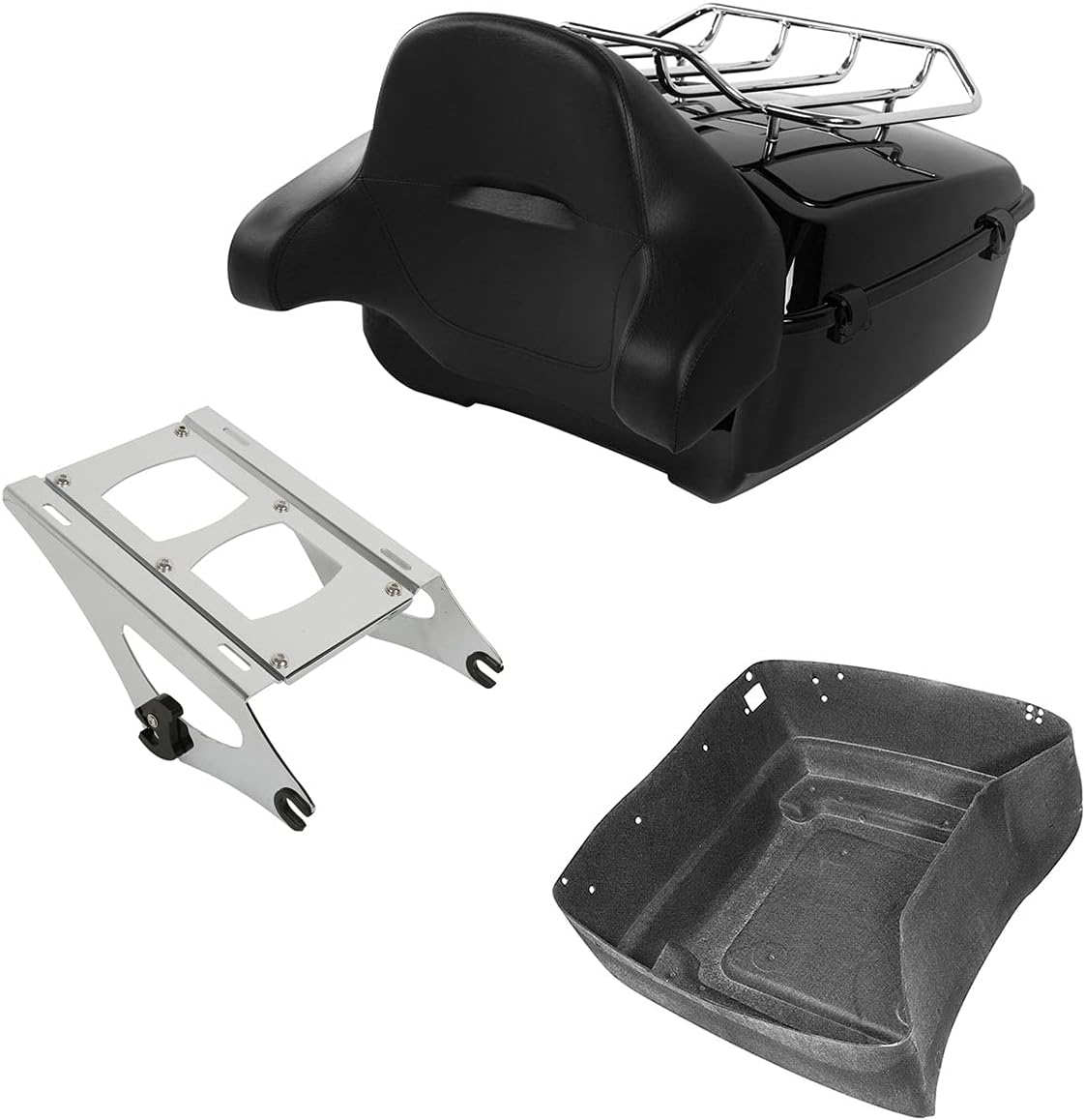 TCMT 13.7" King Motorcycle Trunk Backrest Pad Luggage Rack Two Up Mount Rack Fit For Harley 2014-2025 Touring CVO Road King Road Glide Street Glide Electra Glide Pack