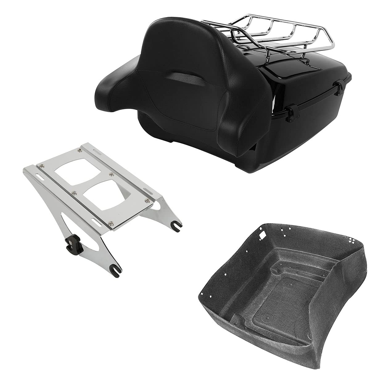 TCMT 13.7" King Motorcycle Trunk Backrest Pad 2 Up Mounting Rack Fit For Harley 2014-2025 Touring CVO Road King Road Glide Street Glide Electra Glide Pack