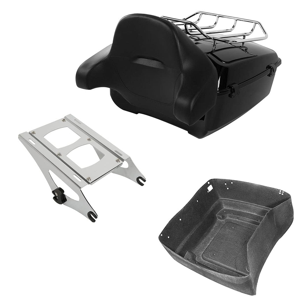 TCMT 13.7" King Motorcycle Trunk Backrest Pad Luggage Rack 2 Up Mounting Rack Base Plate Docking Fit For Harley 2014-2025 Touring CVO Road King Road Glide Street Glide Electra Glide Pack