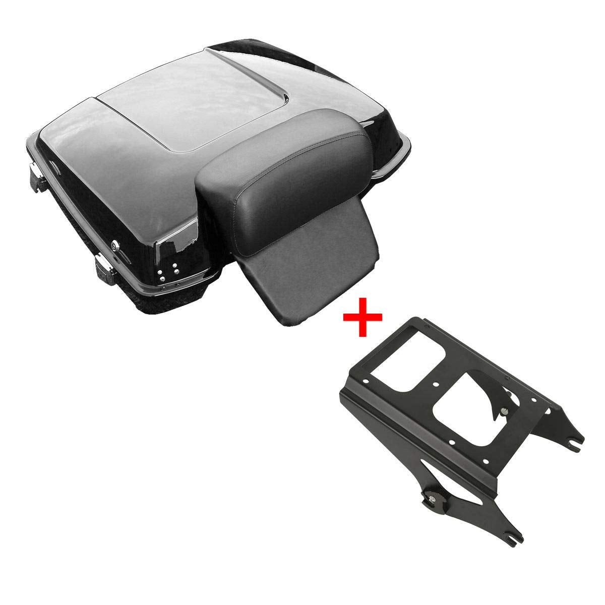 TCMT 5.5" Razor Motorcycle Trunk Box Backrest Pad Two Up Mounting Rack Fit For Harley 2009-2013 Touring Road Glide Street Glide Electra Glide Road King Pack