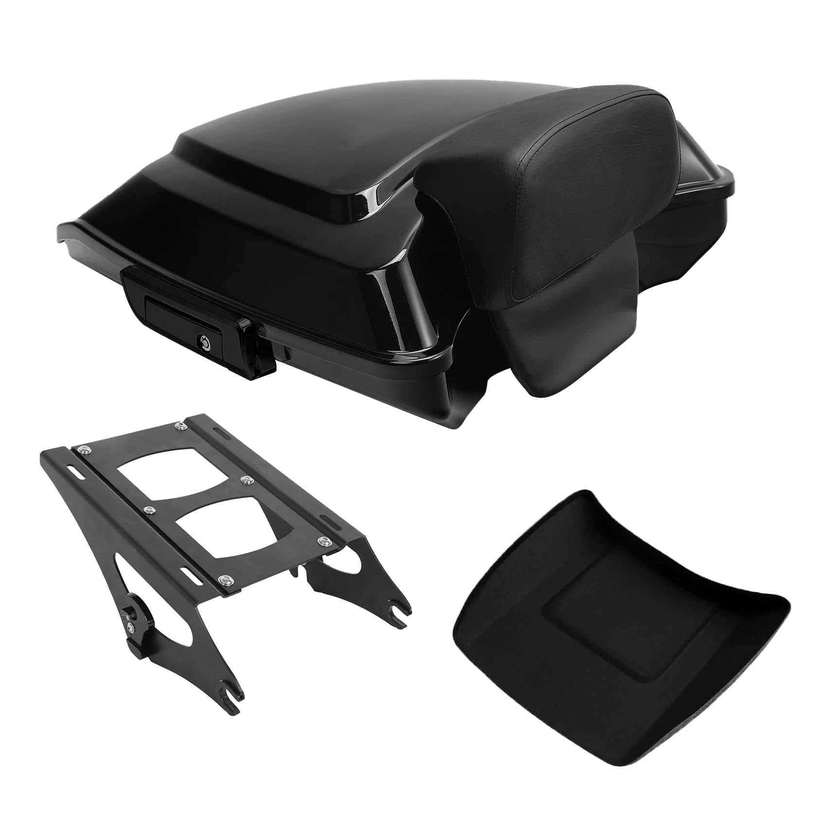 TCMT 5.5" Razor Motorcycle Trunk Box Backrest Pad Mounting Rack Fit For Harley 2014-2025 Touring Road King Street Road Electra Glide Pack