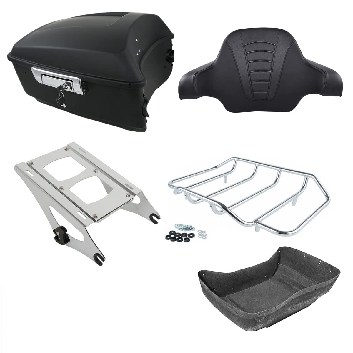 TCMT 13.7" King 2014-2025 Motorcycle Trunk Backrest Pad Top Luggage Rack Mount Rack Fit For Harley Trunk Touring CVO Road King Road Glide Street Glide Electra Glide Ultra Limited Pack
