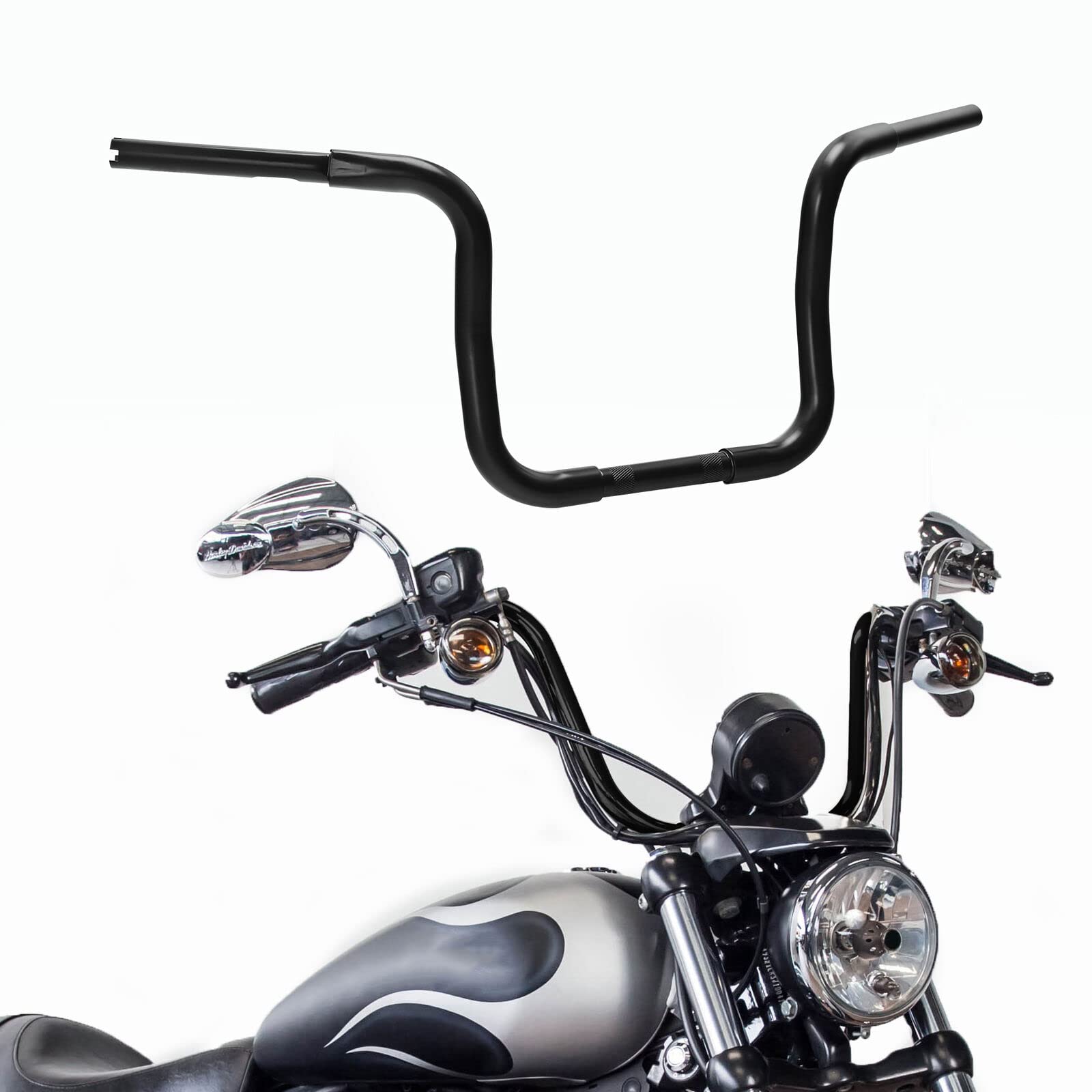 TCMT 12" Rise 1 1/4" Fat Ape Hangers Handlebar Fit For Harley Sportster XL 883 1200 Softail Slim Heritage Fat Boy Deluxe Deuce Dyna Super Glide Wide Glide Low Rider Fat Bob Custom Application