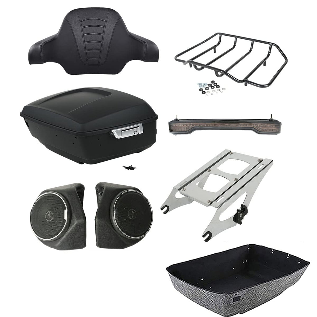 TCMT 13.7" King 2014-2025 Motorcycle Trunk Backrest Pad Top Luggage Rack Mount Rack Fit For Harley Trunk Touring CVO Road King Road Glide Street Glide Electra Glide Ultra Limited Pack