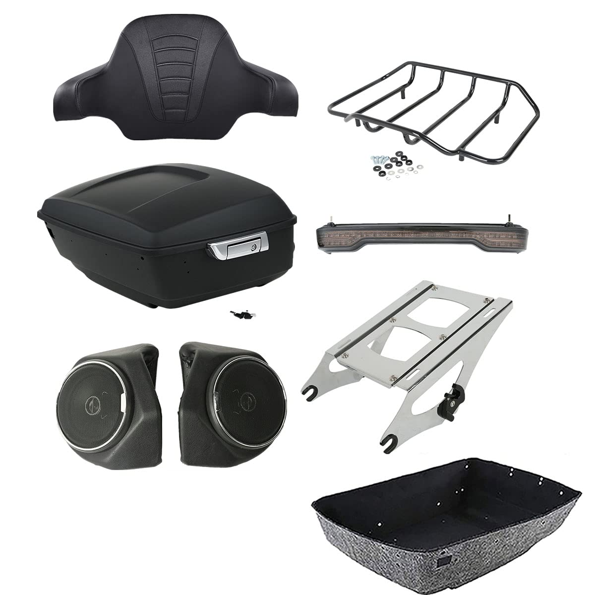 TCMT 13.7" King 2014-2025 Motorcycle Trunk Backrest Pad Top Luggage Rack Mount Rack Fit For Harley Trunk Touring CVO Road King Road Glide Street Glide Electra Glide Ultra Limited Pack