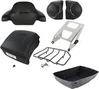 TCMT 13.7" King Motorcycle Trunk Box Backrest Pad Luggage Rack Mount Rack Speakers Fit For Harley 2014-2025 Touring CVO Road King Road Glide Street Glide Electra Glide Ultra Limited Pack Trunk