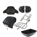 TCMT 13.7" King 2014-2025 Motorcycle Trunk Backrest Pad Top Luggage Rack Speakers Fit For Harley Touring CVO Road King Street Electra Glide Ultra Limited Pack