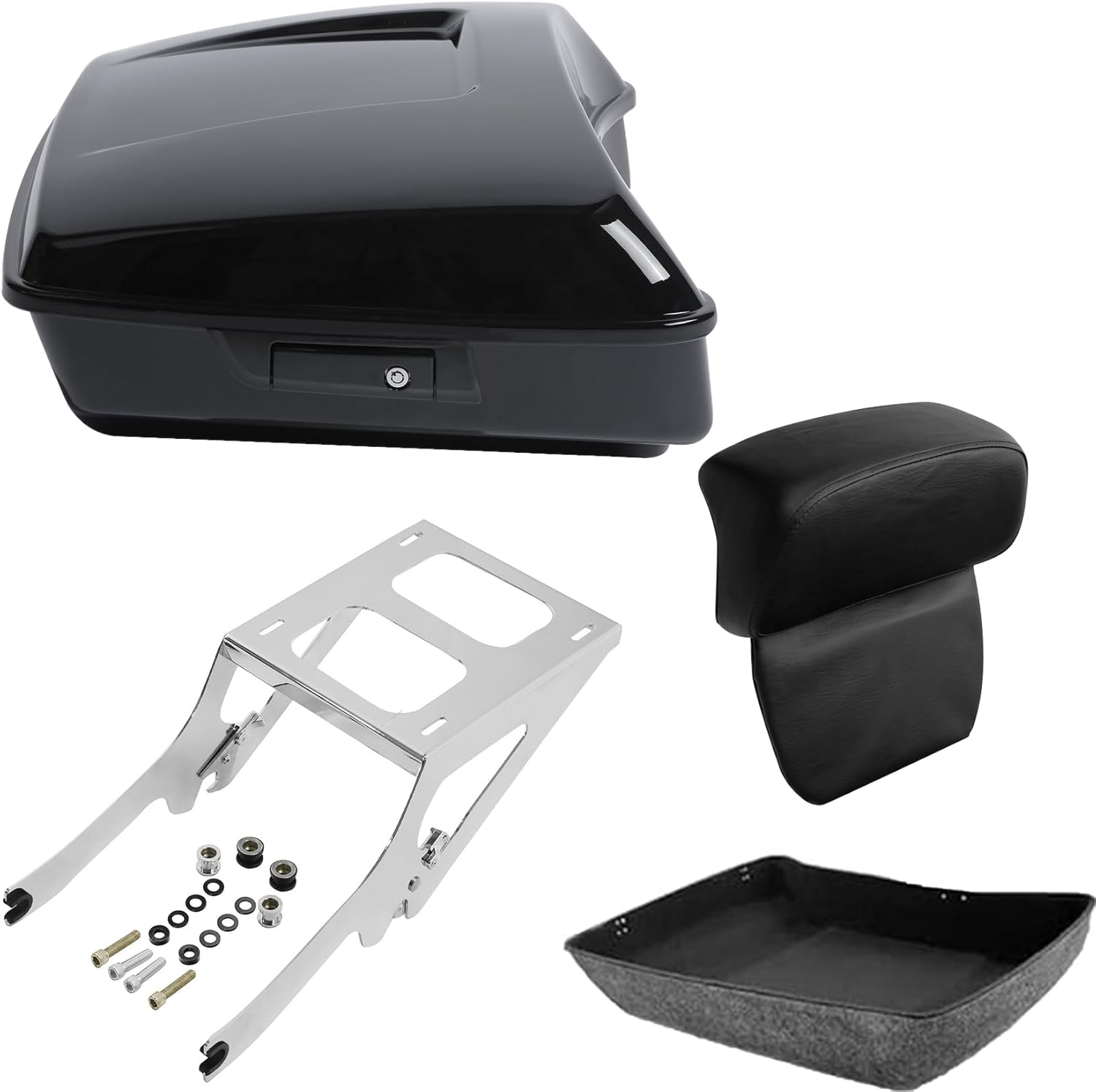 TCMT ABS Chopped Trunk Backrest Mount Rack Set Fit For Harley Heritage Classic 2018-2025 Deluxe 2018-2020 Hydra-Glide Revival 2024