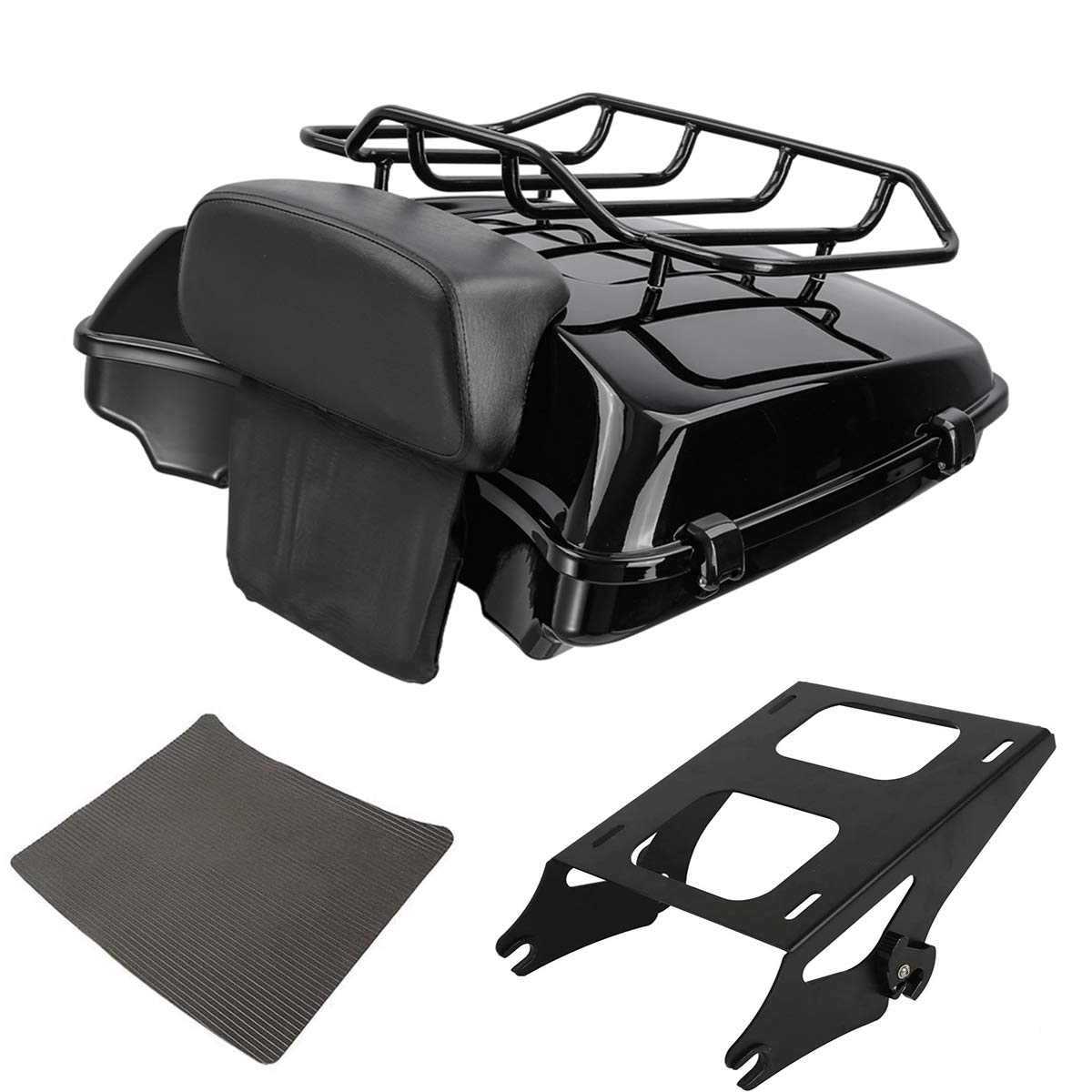 TCMT 5.5" Razor Motorcycle Trunk Box Backrest Two Up Mount Rack Base Plate Fit For Harley Touring 2014-2025 CVO Road King Road Glide Street Glide Electra Glide Pack