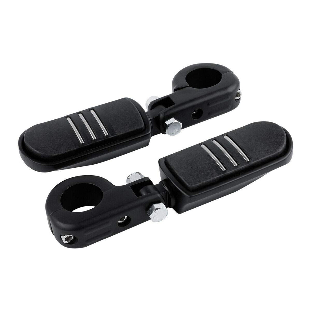TCMT 1 1/4" Highway Engine Guard Streamliner Foot Pegs Clamp Fits For Harley Yamaha Kawasaki Suzuki Honda Black