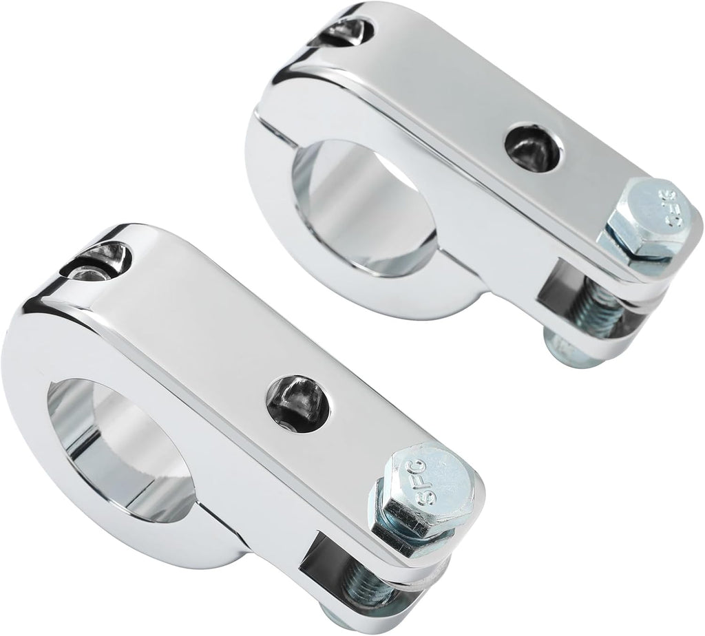 TCMT Chrome Foot Pegs Foot rest Mounting P-Clamp Footpeg Footrest Set Fits For Harley-Davidson 1 1/4"(32mm) highway bars