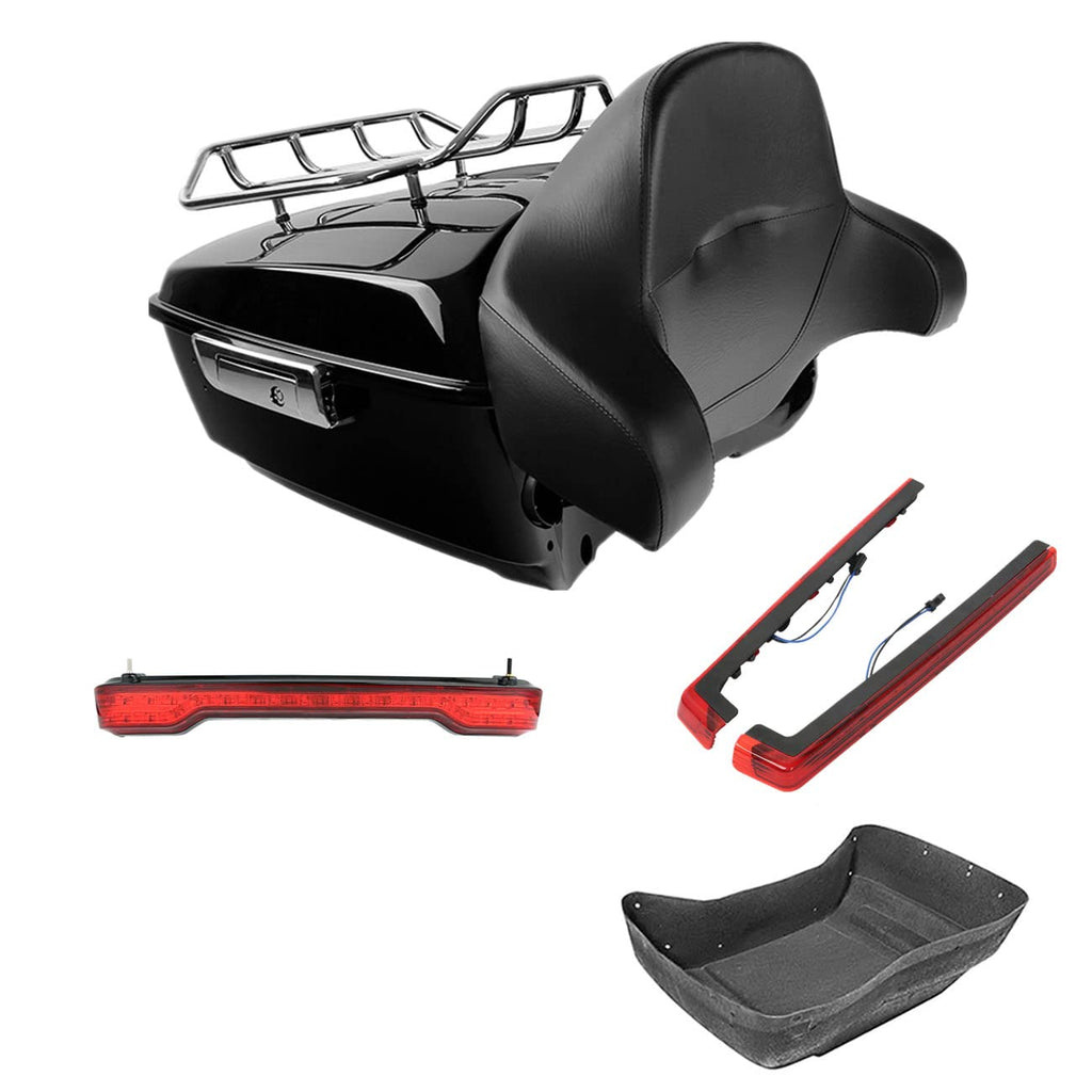 TCMT 13.7" King Motorcycle Trunk Box Wrap-Around Backrest Speakers Taillight Fit For Harley 2014-2025 Touring CVO Road King Road Glide Street Glide Electra Glide Pack