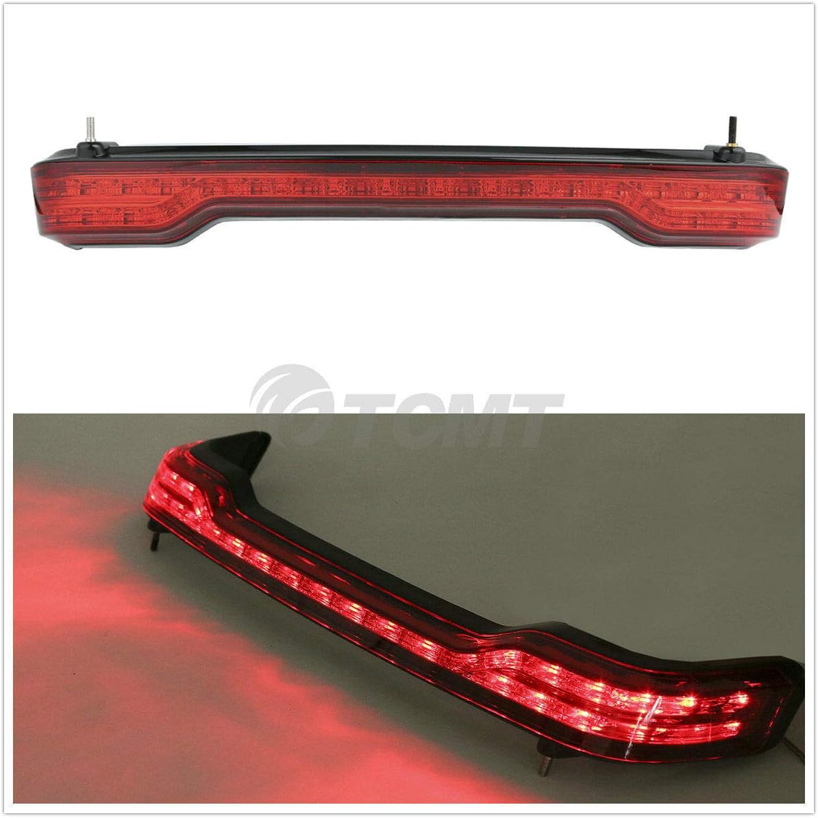 TCMT 13.7" King Motorcycle Trunk Box Backrest Pad Brake Tail Light Luggage Rack Fit For Harley 2014-2025 Touring CVO Road King Road Glide Street Glide Electra Glide Ultra Limited Pack Trunk