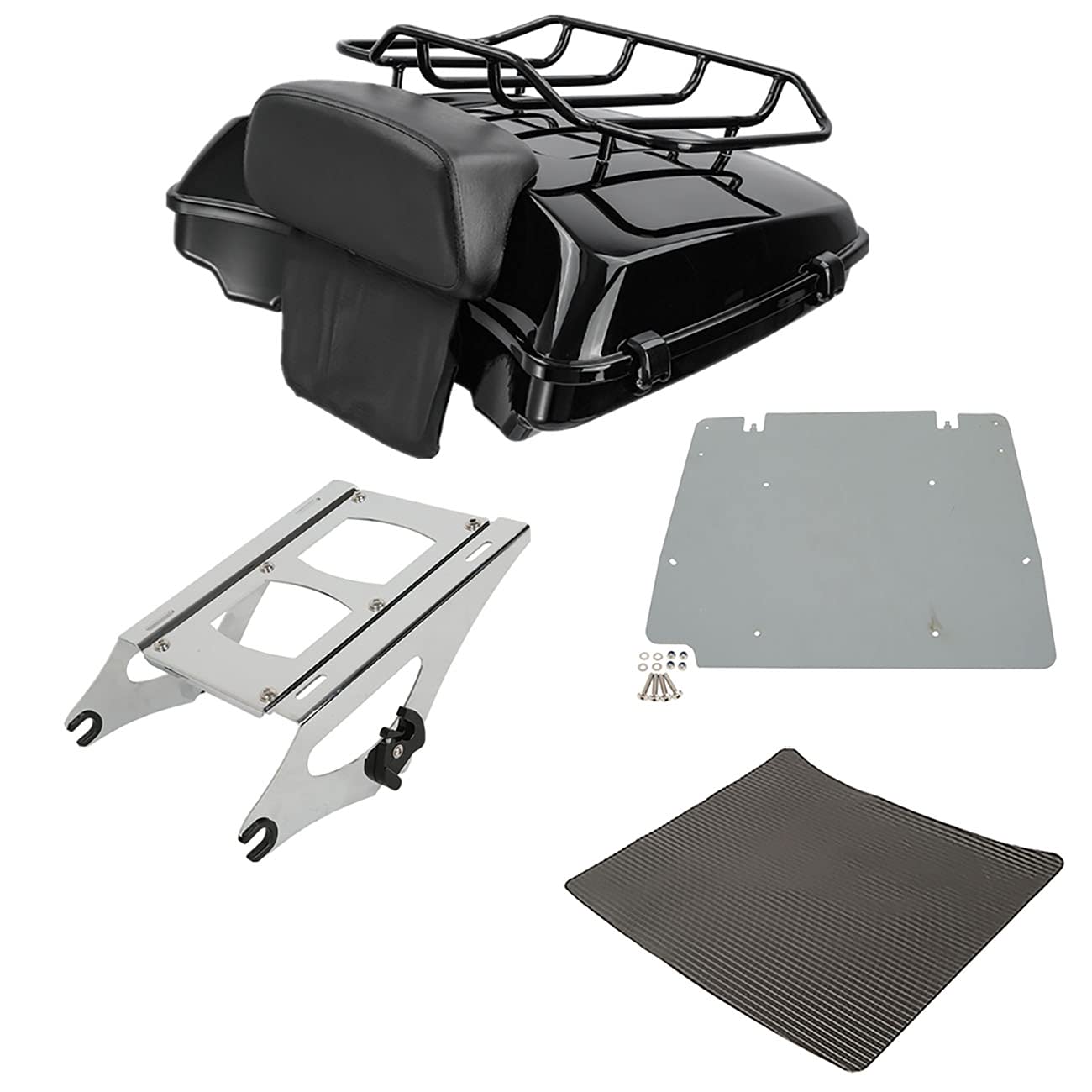 TCMT 5.5" Razor Motorcycle Trunk Box Backrest Two Up Mount Rack Base Plate Fit For Harley Touring 2014-2025 CVO Road King Road Glide Street Glide Electra Glide Pack