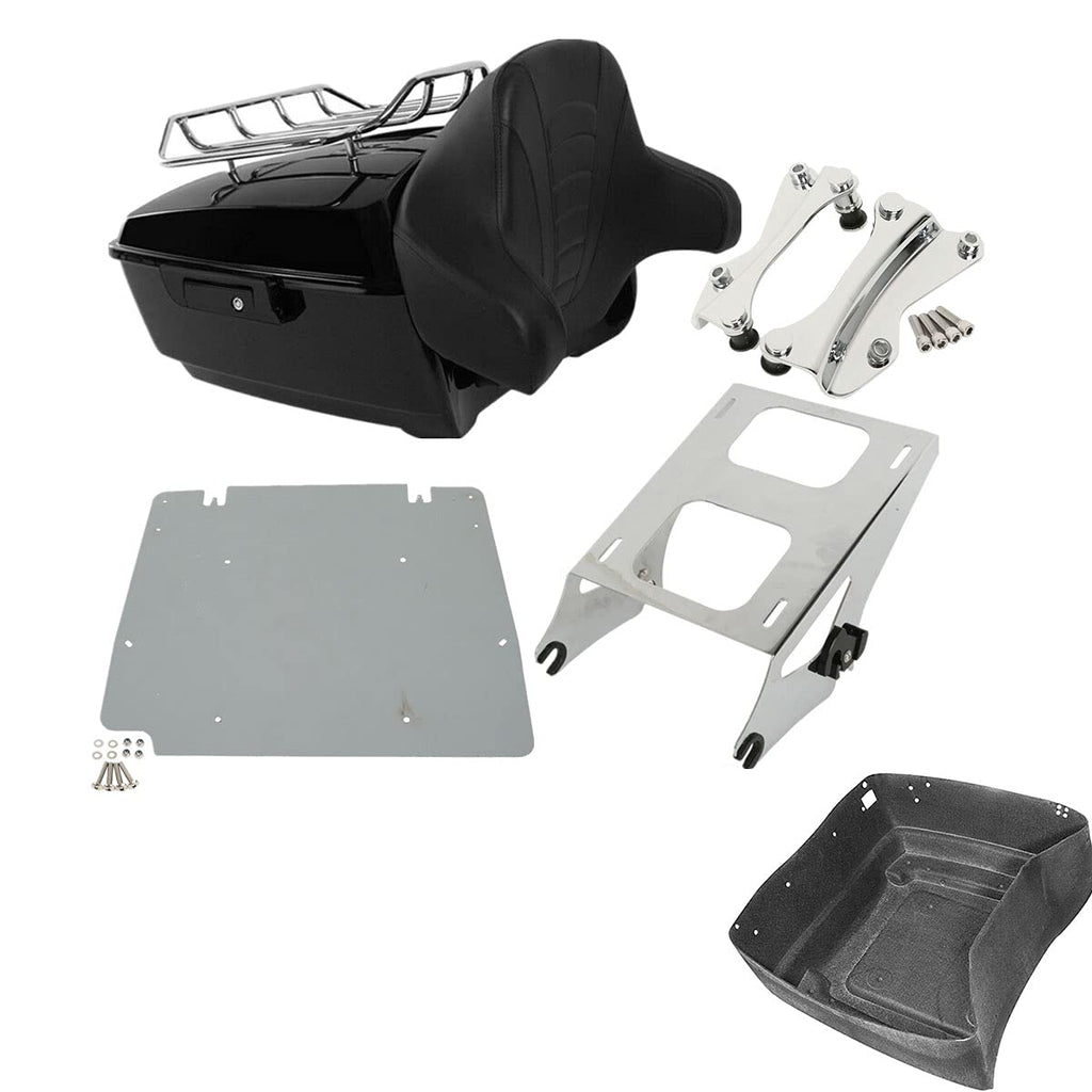 TCMT 13.7" King Motorcycle Trunk Backrest Pad Luggage Rack 2 Up Mounting Rack Base Plate Docking Fit For Harley 2014-2025 Touring CVO Road King Road Glide Street Glide Electra Glide Pack